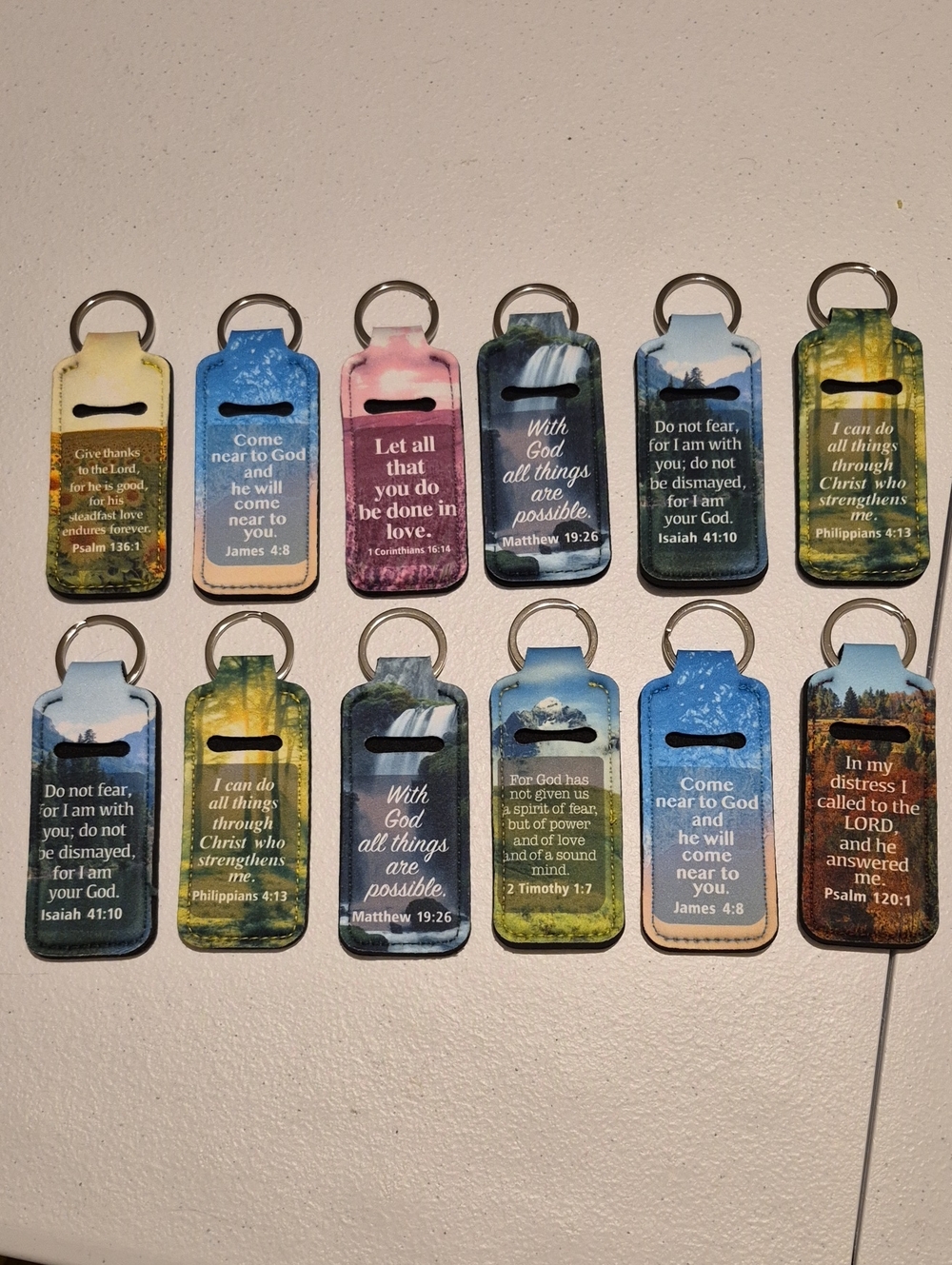Lip Balm Chapstick Keychain Holder Set Of 12 Christian Bible Verse New
